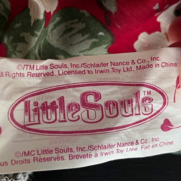 VINTAGE LITTLE SOULS DOLL, Penelope, Curly Golden Blonde Hair, Pinafore Signed - Picture 4 of 8